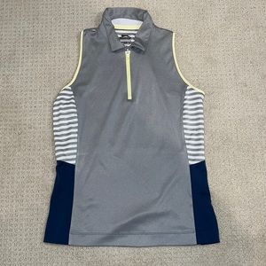 Slazenger sleeveless golf / tennis top zipper small navy, gray, white, yellow